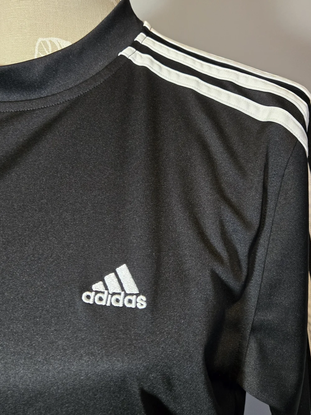 adidas Black Short Sleeve 3-Stripe Athletic Tee